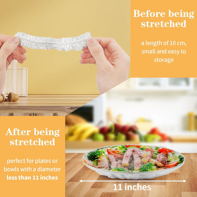 200 Pcs Bowl Covers for Bread Proofing, Plastic Shower Caps for Sourdough Bread, Food Covers Stretch Reusable Elastic, K