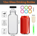 STARSIDE 12 Oz Glass Juice Bottles with Lids,3 Pack Reusable Glass Drink Bottles,360Ml Water Bottles for Milk,Juicing,Kombucha,Ginger,Beverage
