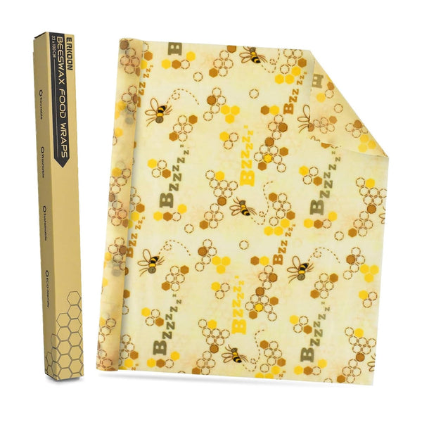 Reusable Beeswax Wraps 13 X 39 Inch Beeswax Wraps for Food Eco-Friendly Sustainable Food Storage Wraps for Sandwich, Cheese, Fruit, Bread, Snacks