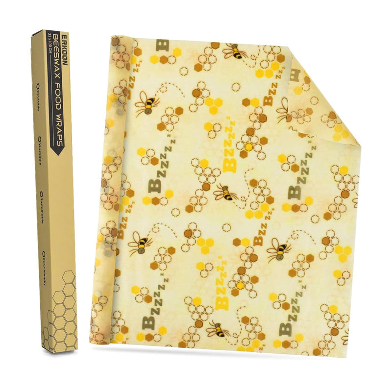 Reusable Beeswax Wraps 13 X 39 Inch Beeswax Wraps for Food Eco-Friendly Sustainable Food Storage Wraps for Sandwich, Cheese, Fruit, Bread, Snacks