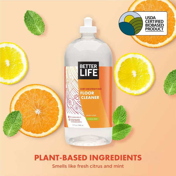 Better Life Floor Cleaner - Liquid Multipurpose Cleaner for Wood, Tile, Laminate, Vinyl, Bamboo - Hardwood Floor Cleaner for Mopping - Citrus