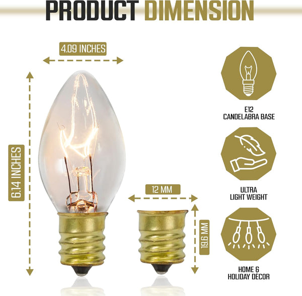 Iconikal 24-Count C7 Night Light Candelabra Bulbs 5-Watt, Clear for Lamps Nightlights Lanterns String Lights