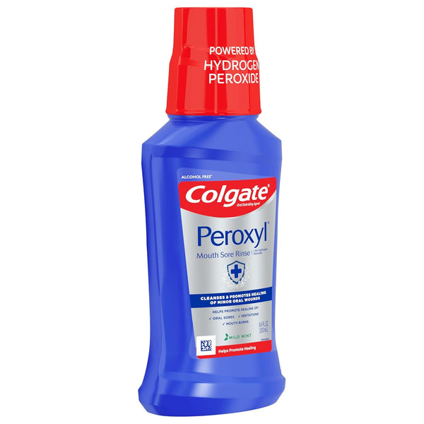 Colgate Peroxyl Antiseptic Mouth Sore Rinse, Alcohol Free, 1.5% Hydrogen Peroxide, Mild Mint, 8.4 Fl Oz (Pack of 1)
