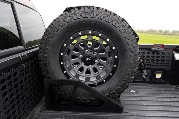 Rough Country Universal Bed Mount Spare Tire Carrier for Pickup Trucks - Fits Tires 33" to 40