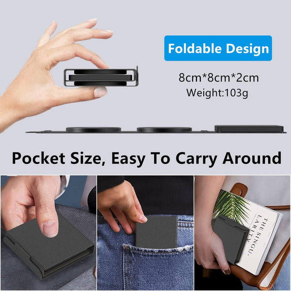 [Dual 15W] Foldable Fast Wireless Charger, 3 in 1 Travel Magnetic Wireless Charger, Wireless Charging Pad Compatible with Mag-Safe Charger for