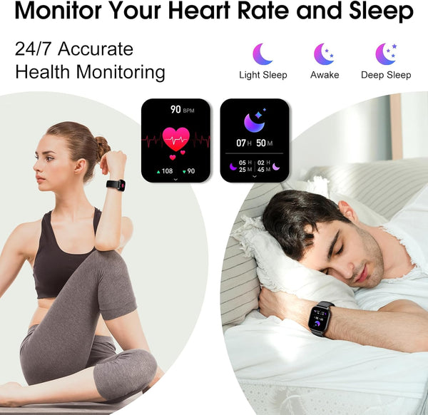 Smart Watch, 2.1" Smart Watches for Men Women(Answer/Make Call),120+ Sport Modes Fitness Tracker with Sleep Heart Rate Monitor, Pedometer, Watches