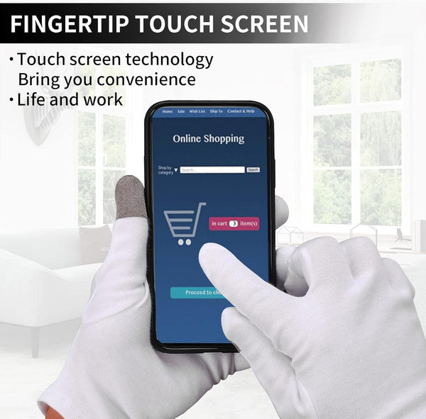 Sibba 2 Pairs Touch Screen Moisturizing Gloves White Cotton Moisturizing Gloves Overnight Bedtime Heal Eczema Sleeping Lotion Hand Spa Treatment