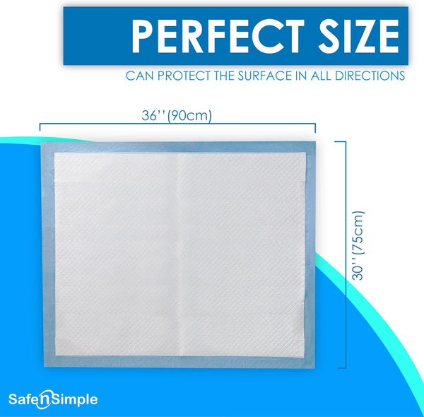 Incontinence Bed Pads - 10 Pack 30" X 36" - Waterproof Medical Pads for Seniors, Pets & Babies - Hospital Disposable Pee Underpads for Bed - Adult