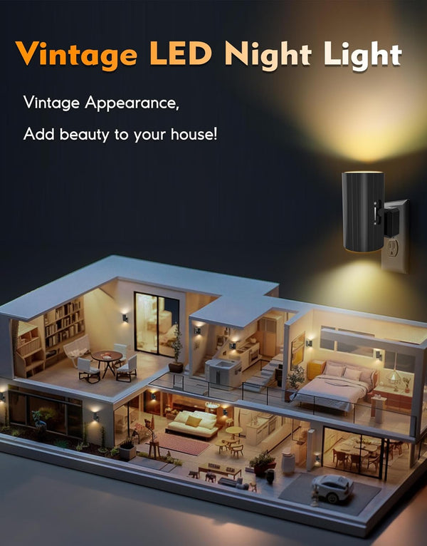 Night Lights Plug into Wall, LED Plug in Night Light, Dusk to Dawn Light Sensor, 0-100LM Adjustable Brightness Wall Light, Soft White 3000K,