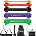 Odoland 5 Packs Pull Up Assist Bands, Pull Up Straps, Resistance Bands with Door Anchor and Handles, Stretch Mobility, Powerlifting and Extra