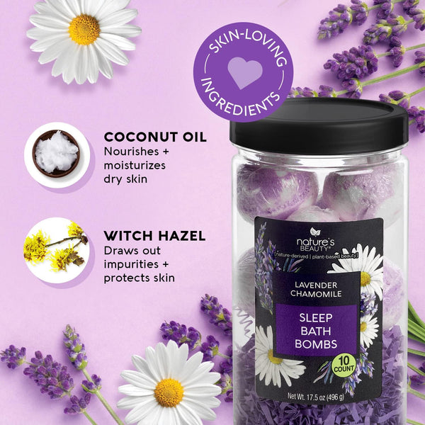 Nature'S Beauty Lavender Chamomile Sleep Bath Bomb Gift Set Multi-Pack- Luxury Fizzy Relax Spa Bomb W/Vanilla + Citrus Scent Made with Coconut Oil