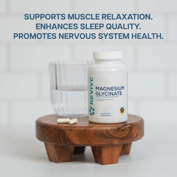 Revive MD Pure Magnesium Glycinate Capsules 200Mg High Absorption Supplement for Relaxation & Stress Relief - Organic Memory & Sleep Support Pills