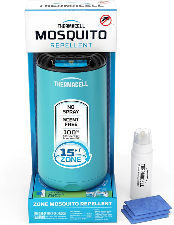 Thermacell Mosquito Repeller Patio Shield; Includes 12-Hour Refill; 15 Foot Zone of Protection; Highly Effective Mosquito Repellent for Patio; Bug