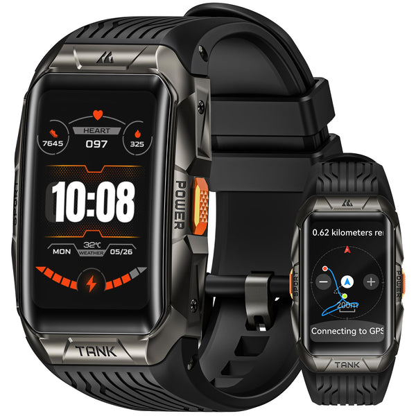 KOSPET Tank X2 Ultra GPS Smart Watch, 3D Curved Glass, Stainless Steel Unibody, 6 Satellite Positioning, Compass, 50M Waterproof, Answer/Make