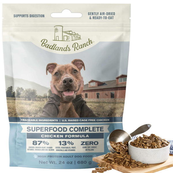 Superfood Complete, Air-Dried Adult Dog Food - High Protein, Zero Fillers, Superfood Nutrition by Katherine Heigl (24 Oz., Premium Chicken)