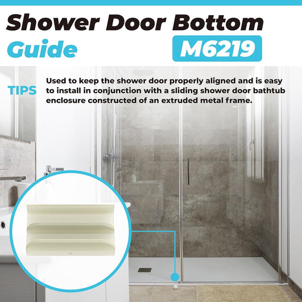 M6219 Sliding Shower Door Bottom Guide Fits for Sliding Shower Door (Top Hung) Tub Enclosure Systems, 1/2 in Channels for Glass Shower Door