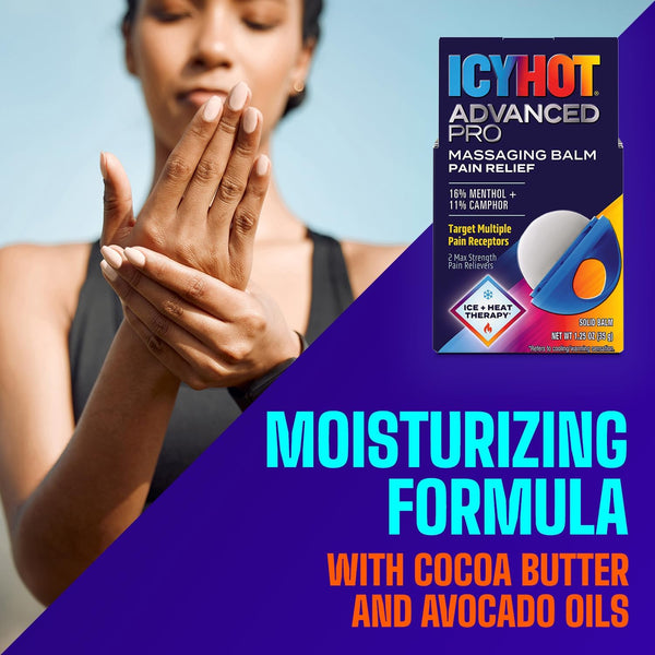Icy Hot PRO Pain Relief Massaging Balm with Easy-Grip Applicator for Muscles & Joints, Fast-Acting, Moisturizing Formula with Maximum-Strength