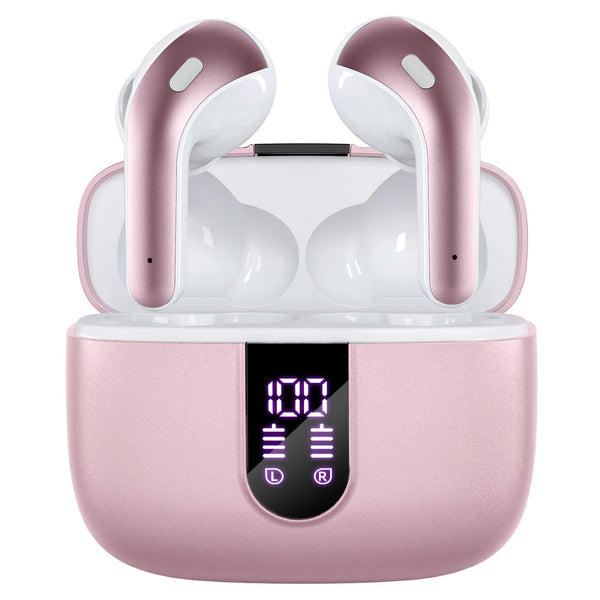 TAGRY Bluetooth Headphones True Wireless Earbuds 60H Playback LED Power Display Earphones with Wireless Charging Case IPX5 Waterproof in-Ear Ear