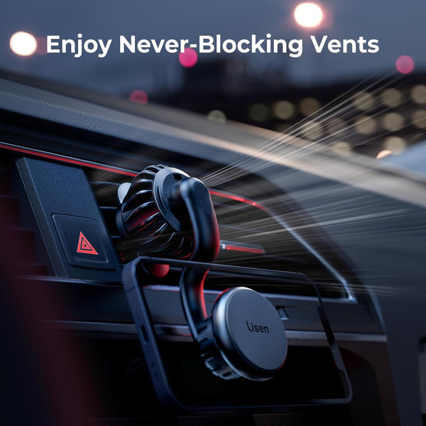 LISEN Magnetic Phone Holder for Car Mount Adjustable Phone Magnet for Car Enjoy Never Blocking Universal Air Vent Magnetic Car Cell Phone Holder