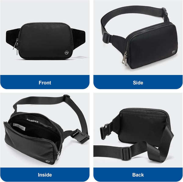 Pander Belt Bag Large 2L, Waterproof Everywhere Fanny Pack Purse for Women and Men with Adjustable Strap.