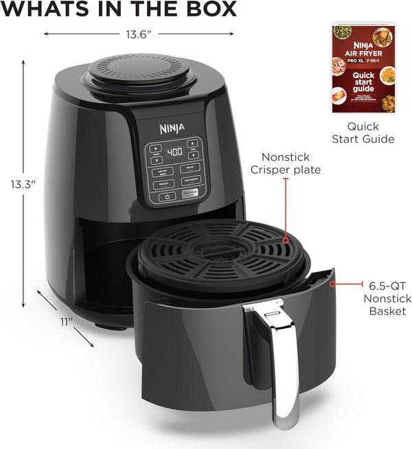 Ninja Air Fryer, Roast, Bake, Air Fry, Roast, Broil, Reheats, & Dehydrates, 4-In-1, Fries, Frozen Food, Veggies, and Juicy Meat, Less Oil, Easy