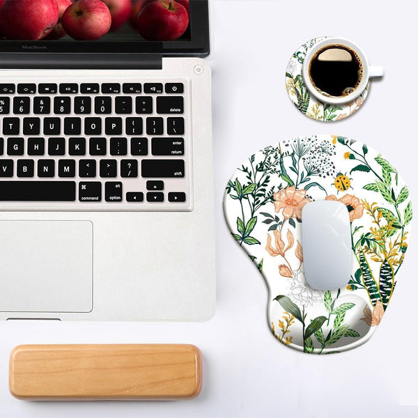 Ergonomic Mouse Pad with Wrist Support, Cute Mouse Pads with Non-Slip PU Base for Home Office Working Studying Easy Typing & Pain Relief Beautiful