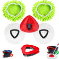 Wa.Ie Jiemimicrofiber Spin Mop Refills Head Compatible for Easywring 1-Tank System,1 Mop Scrub Brush + 1 Mop Base + 4 Pack Cleaning Floor Mop Head