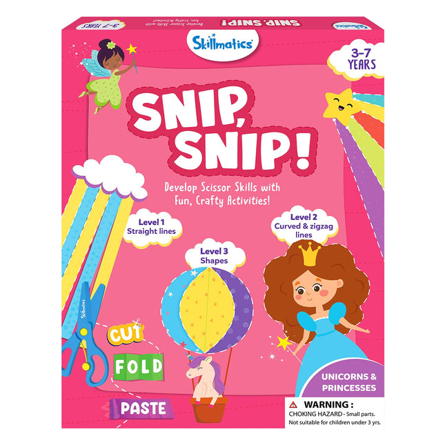 Skillmatics Scissor Skills Activity Book - Snip Snip Unicorns & Princesses, 25 Fun Cutting & Creative Activities for Pre