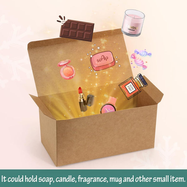 Valbox 4X4X4 Brown Gift Boxes 25PCS Kraft Paper Boxes with Lids for Gifts, Crafting, Cube, Cupcake Boxes, Easy Assemble Boxes for Party Favor