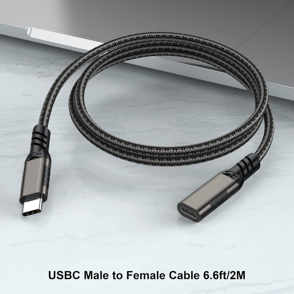USB C Extension Cable 6.6Ft Male to Female Cord Support 4K Video Output, Fast Charge 100W, Data Transfer 10Gbps, USB 3.2 Gen 2 Extender for PC,