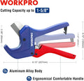 WORKPRO Ratchet PVC Pipe Cutter, Up to 1-5/8", Plastic Pipe and Tubing Cutter for PEX, PVC, PPR, and Plastic Hoses, High-quality Aluminum