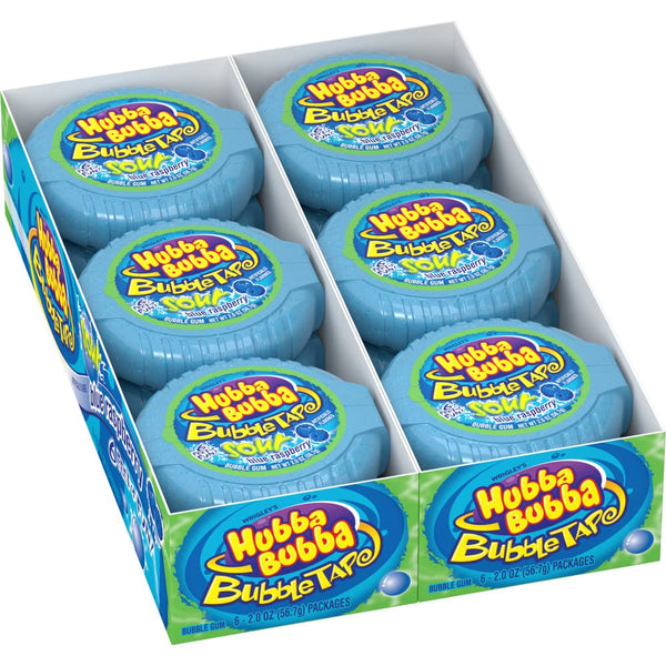 HUBBA BUBBA Gum Tape - Original Blue Raspberry Bulk Pack, Pack of 6 (2 Count), Candy Bulk