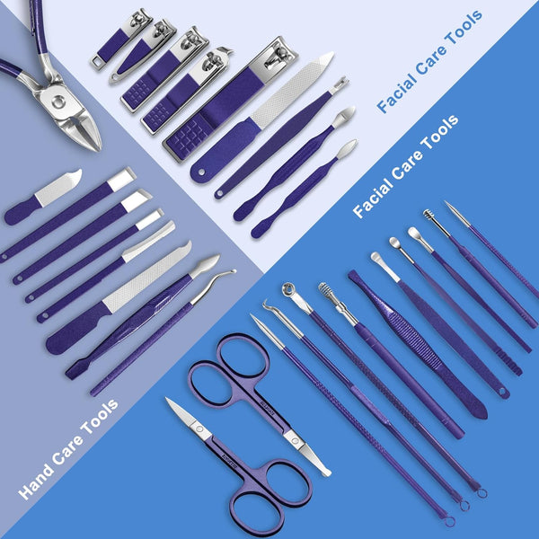 Manicure Set Personal Care Mens Grooming Kit, 30 in 1 Professional Manicure Kit Pedicure Kit, Nail Clippers for Men and Beauty Tool Portable Set,
