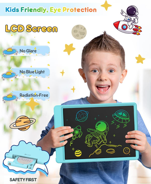 FLUESTON LCD Writing Tablet, Doodle Board Toys Gifts for 3-8 Year Old Girls Boys, 10 Inch Colorful Electronic Board Drawing Pad for Kids, Gifts