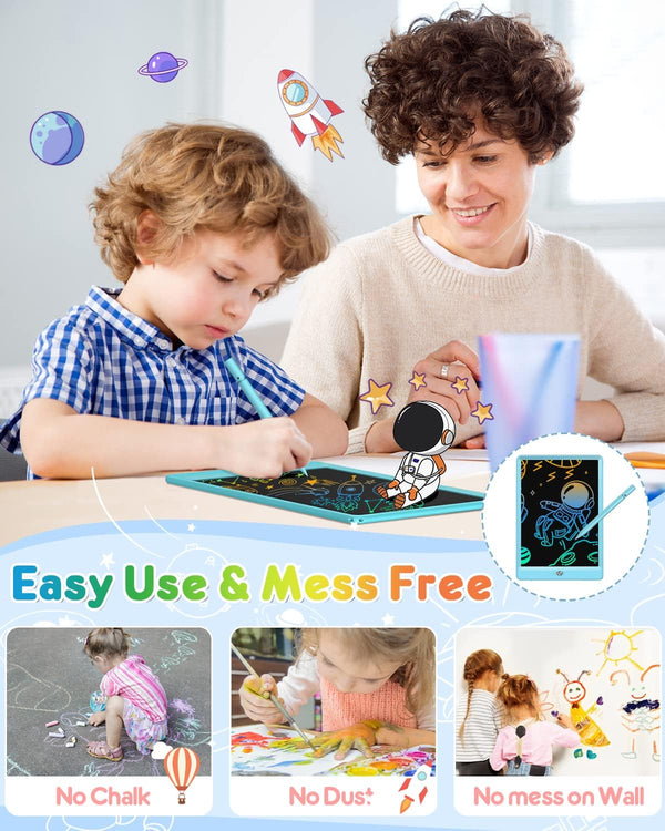 FLUESTON LCD Writing Tablet, Doodle Board Toys Gifts for 3-8 Year Old Girls Boys, 10 Inch Colorful Electronic Board Drawing Pad for Kids, Gifts
