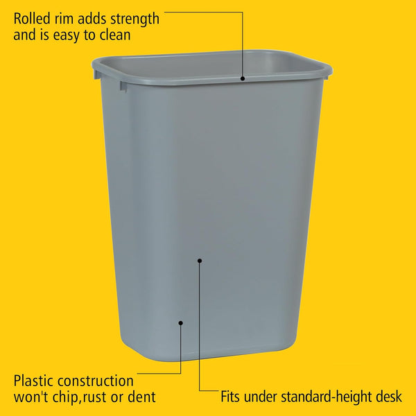 Rubbermaid Commercial Products Deskside Wastebasket/Trash Can, 10.25-Gallon/41-Quart, Gray, Plastic, Garbage Can for Home/Office, Fits under