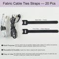 Electronics Organizer 7 Sections Clear Acrylic Cable Storage Bin Box Cord Holder with 20 PCS Reusable Fastening Fabric Cable Ties Straps Cord