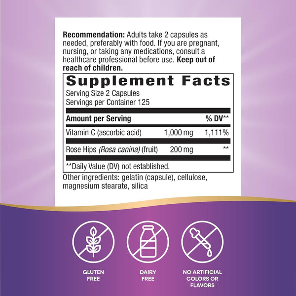 Nature'S Way Vitamin C with Rose Hips - Powerful Antioxidant Protection* - Supports Immune Function* - Strengthens Collagen for Healthy Skin* -