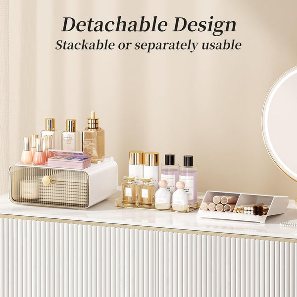 2-Tier Makeup Organizers Countertop,Versatile Bathroom Counter Organizer,Cosmetic Make up Organizers for Vanity,Cute Skincare Organizer (Blush)
