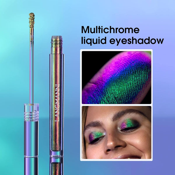 Jolilab Metallic Liquid Chameleon Eyeshadow, Multi-Dimensional Eye Looks, Long-Lasting Holographic Glitter Multichrome Eyeshadows Makeup