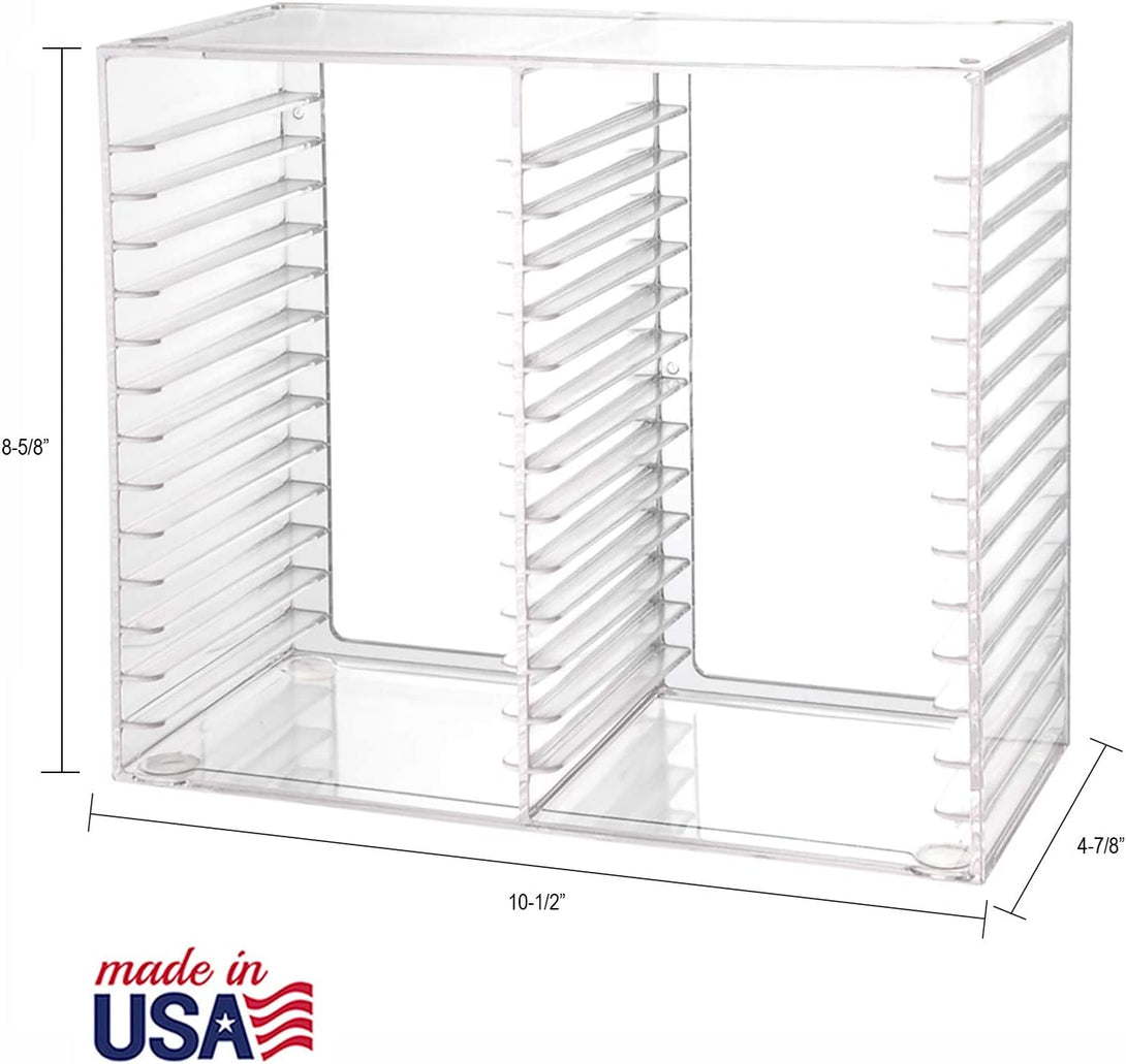 Stori Stackable Clear Plastic CD Organizer with Rubber Feet | Rectangular Jewel Cases Holder Perfect for Theatre Room | Holds up to 30 CD Cases | Made in USA