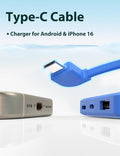 6000Mah Ultra Slim Built in Cables Power Bank, Card Size Built in USB C Cords Battery Pack Portable Charger for Phones, 3 Output External Battery