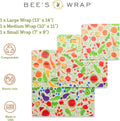 Bee'S Wrap Beeswax Wraps for Food - Garden Party 3 Pack (S, M, L) Made in USA Reusable & Organic Food Wraps, Sandwich Wrap & Bowl Covers -