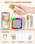 Kids Karaoke Machine for Adults, Mini Portable Karaoke Bluetooth Speaker with 2 Wireless Microphones, Birthday Gifts Toys for Teen Girls Ages 4,