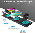 [Dual 15W] Foldable Fast Wireless Charger, 3 in 1 Travel Magnetic Wireless Charger, Wireless Charging Pad Compatible with Mag-Safe Charger for