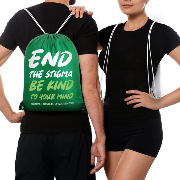 Kacctyen 12 Pcs Mental Health Drawstring Backpacks Stigma Cinch Bags Sport Gym Drawstring Bags Polyester Sack Pack Cinch Tote for Mental Health