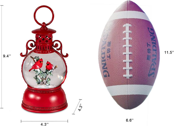 Christmas Snow Globes, Cardinal Christmas Water Globes with 8 Songs, 6H Timer Battery & USB Powered Glitter Snow Globe Music Box Suitable for