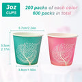 LITOPAK 600 Pack 3 oz Disposable Bathroom Cups, Colorful Small Disposable Paper Cups for Parties, Picnics, Barbecues, Travel and Events 600pack