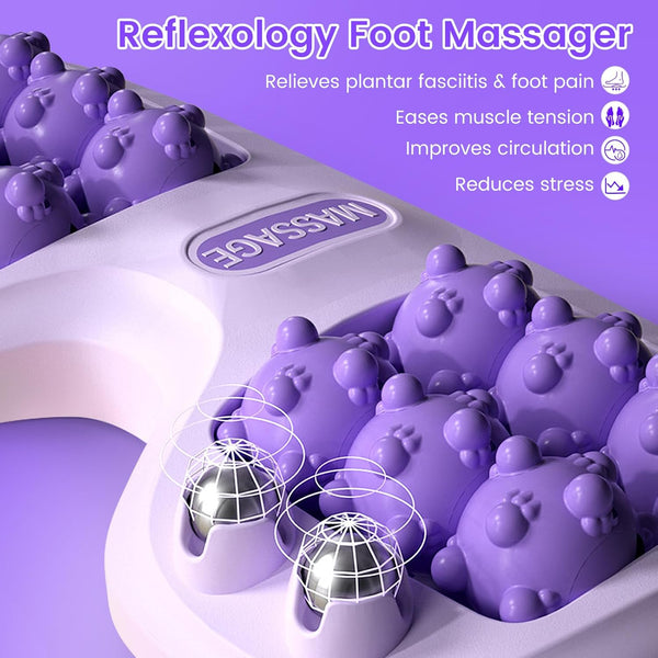 Foot Massager Roller for Plantar Fasciitis Relief, Dual Foot Acupressure Therapy for Pain Relief, Stress Relief and Improved Circulation, Portable