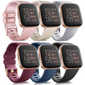 6 Pack Sport Bands Compatible with Fitbit Versa, Classic Soft Silicone Replacement Wristbands for Smart Watch Women Men (6 Pack A, Small)